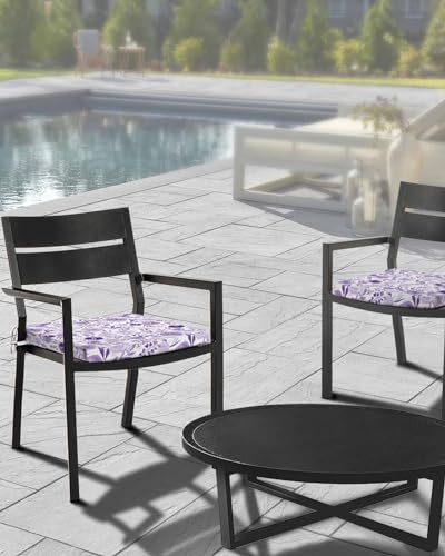 Edwiinsa Purple Floral Flower Indoor/Outdoor Seat Cushions Cover,Waterproof Patio Chaise Lounge Cushion Cover for Beach Pool Side Chair Cushions 22x22x2 Pieces Eucalyptus Leaves Rustic Chic Plant