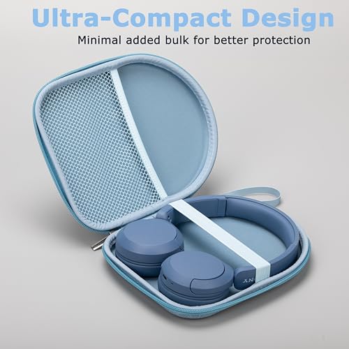 Image of Ginsco Case Compatible with Sony WH-CH520 Wireless Headphones Bluetooth On-Ear Headset with Microphone, with JBL Tune 510BT /520BT /500BT /Junior 320 Ultra-Slim Case for On Ear Headphones (Light Blue)