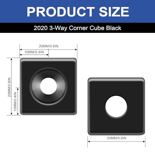 Image of 12pcs 2020 3-Way Corner Cube 2020 Extrusion Hardware T-Slot V-Slot Accessories with Screws and Nuts for 2020 Aluminum Extrusion Connector 3D Printer Accessories Black