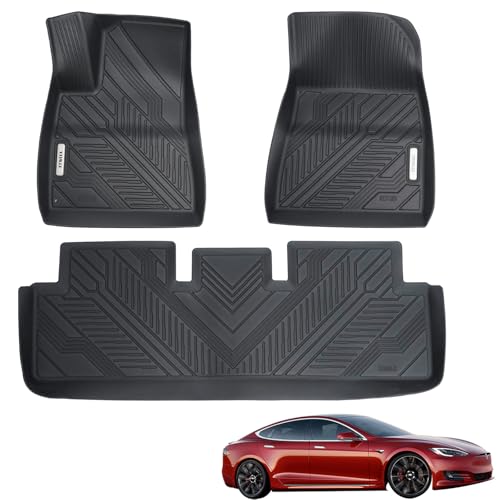 XTWEEX All Weather Floor Mat for Tesla Model 3 Highland 2024 2025 2026 TPE Car Mat Full Set Front & Rear 3PCS Custom Fit Tesla Floor Mat 5-Seater- Anti-Slip Waterproof Odorless Easy Clean