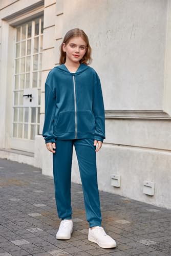 Image of Arshiner 2 Piece Outfits for Girls Kids Velour Tracksuit and Jogger Set