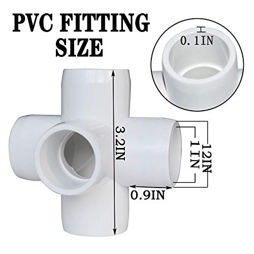 12Pack 5-Way 3/4Inch PVC Fittings, Heavy Duty Furniture Grade PVC Pipe Connectors, White 5 Way Side Outlet Tees, PVC Elbow Corner Fittings for Building PVC Furniture Greenhouse Shed Tent Storage Frame - Thumbnail 3
