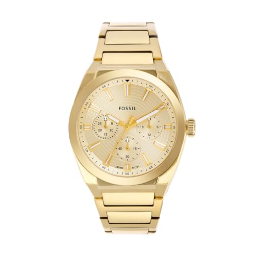 ¡Sorpresa! RELOGIO FOSSIL Everett para Hombre: Cronógrafo Cuarzo, Correa de Piel o Acero, Tono Oro