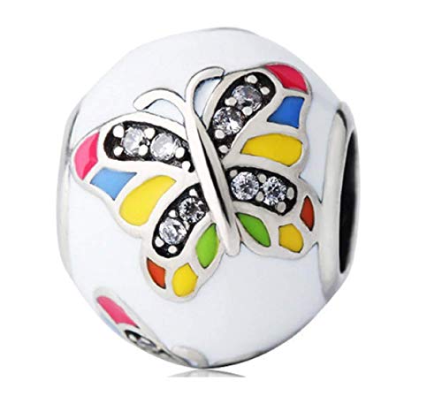 Genuine Bolenvi Colorful Butterfly Crystals and Enamel Charm Bead Pendant 925 Sterling Silver For Charms Bracelets