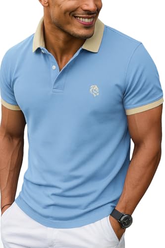 Image of LEOTUDE Men's Polo Neck Matty Half Sleeve Collor Solid Regular Fit Tshirts (Brown)