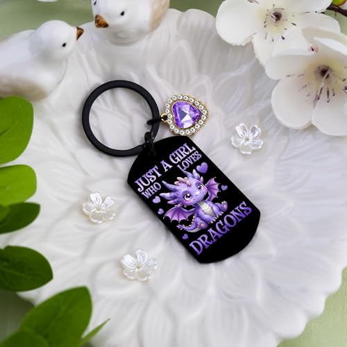 Best Dragon Gifts for Girls Dragon Keychain Gifts for Dragons Lover Christmas Birthday Gift for Her Just A Girl Who Loves Dragons Keychain for Friend Sister Daughter3