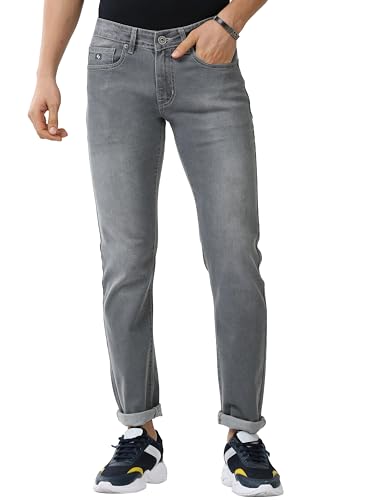 Image of Classic Polo Mens Cotton Slim Fit Solid Grey Color Denim