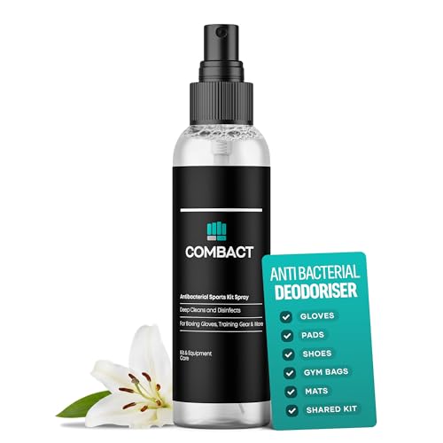 Antibacterial Boxing Glove Deodoriser & Cleaner Spray - Kills 99.9% of Germs - Floral Scent Disinfectant for Muay Thai & MMA Gear Shoes & Bags (150ml) - Sports Kit Spray COMBACT
