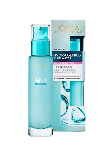 LOréal Paris Hydra Genius Aloe Water - Specifically design for Senstive Skin Provides Intense Liquid Hydration for Glowing Skin Lightweight Formula with Aloe Water & Hyaluronic Acid 70ml