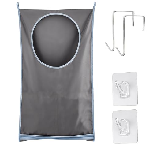 ALLY-MAGIC Sac à linge à suspendre Sac à linge pour camping-car Panier à linge suspendu Sac avec 2 crochets à ventouse et 2 crochets de porte en acier inoxydable...
