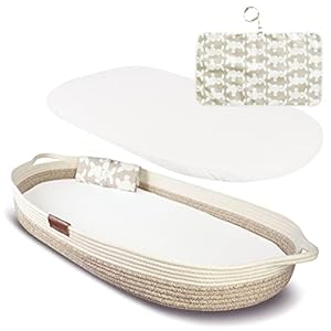 Yunioo Deluxe Baby Changing Basket with Extra Travel Diaper pad, Foam Changing pad and Water Repellent Cover, Cotton…