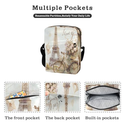 messenger bag for women cross body bag men Lady Shoulder Handbags Adjustable Strap for Casual Casual- Retro Eiffel Tower2