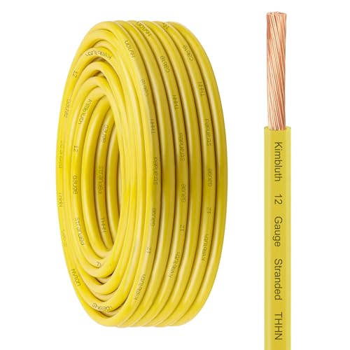 THHN Wire 12 Gauge 100 FT Stranded Copper Wire, Yellow