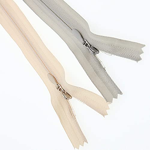 22 Inch 10Pcs Invisible Nylon Coil Zipper,Clothing Zipper,Hidden Zipper Diy Sewing Tools For Tailor Sewing Crafts(5 Pcs Grey And 5 Pcs Beige 56Cm) Shunli #TOP5