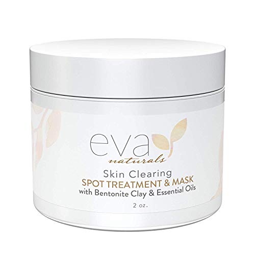 Skin Clearing Acne Spot Treatment and Face Mask - Natural and Fast-Acting Witch Hazel, Bentonite Clay, and Kaolin Clay Mask Helps Clear and Prevent Adult and Teen Breakouts by Eva Naturals, 2 oz.