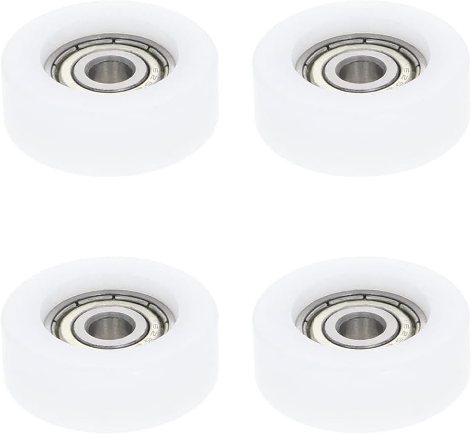 Bearings, Roller,Flat WRoller,Pulley,Flat Wheel, Nylon Roll 4Pcs 5 x 25 x 9mm Roller Idler Bearing Pulley Sliding Conveyor Nylon Wheel for Furniture, Hardware Accessories, Mobile Door(White),High Har