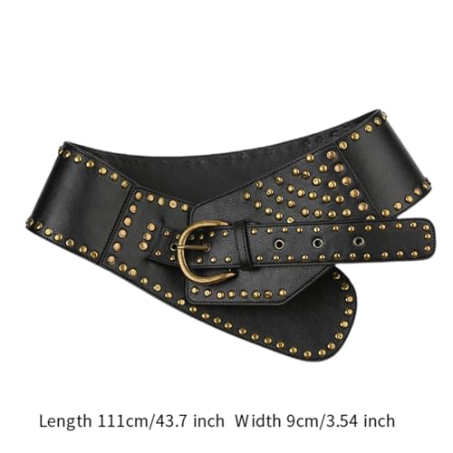 Women Wide Belt Decorative PU Leather Gothic Belt for Ladies Fashion Dress Belt4