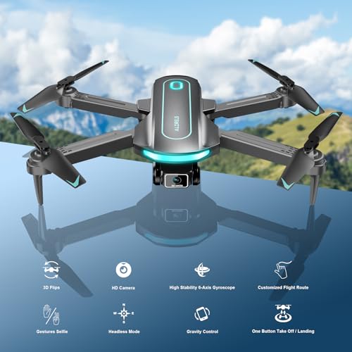 Drone with Camera, Drones for Adults and Beginners, 1080P HD FPV Foldable Mini Drones for Kids, with 2 Batteries, Carrying Case, Trajectory Flight, Gravity Control, One-Key Takeoff/Landing, 360° Flip, Toys for Gift - Image 3
