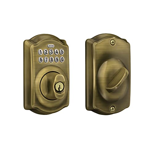 BE365 CAM 609 Camelot Keypad Deadbolt, Antique Brass
