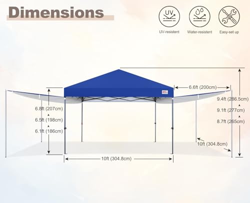 Image of MASTERCANOPY 10x10 Pop Up Canopy Tent with 2 Shelters,230 Sq ft Blue