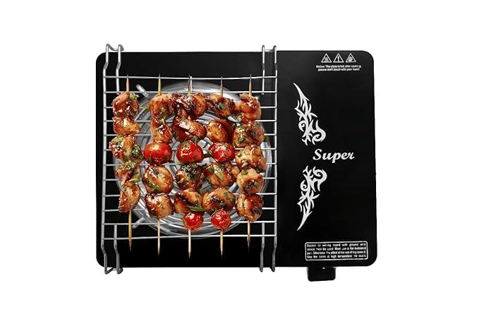 Image of 2000W Infrared Cooktop Hot Plate with Steel Grill Rack, Button Control, Overheat Protection, 3 Preset Cooking Modes - Quick Fry, Soup & BBQ