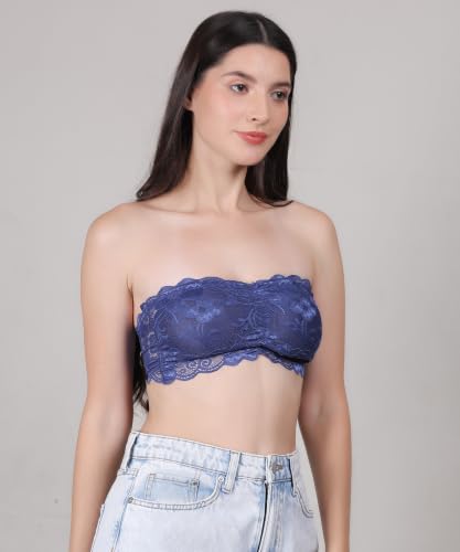 Image of Fabme Women Lace, Padded Tube Bra - Free Size - 3 Hook Back