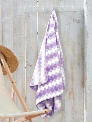 Image of Microfiber Soft Plain Bath Towel 400 GSM Towel for Bath Mens and Women | Absorbent Super Soft & Comfortable Quick Drying Bathing Towel (140 x 70CM) (Purple)