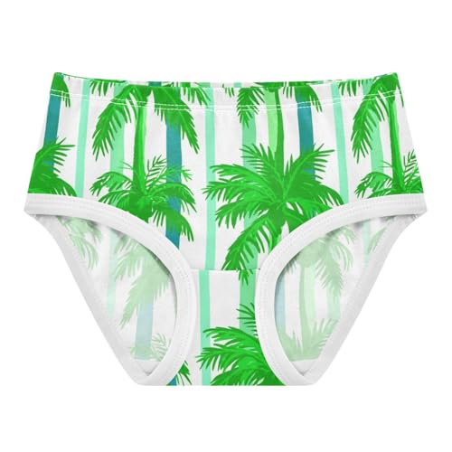Joisal Cartoon Toddlers Underwear Floral 2t Cotton Panties for Girl Green Palm Trees Vertical Stripes Undies Kids Briefs