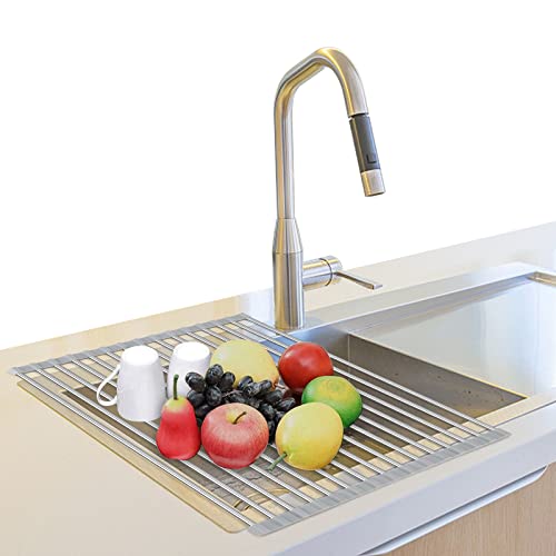 Jernoy Roll Up Dish Drying Rack, Multipurpose Over The Sink Roll-Up Drying Rack, Stainless Steel Foldable Dish Drying Rack For Kitchen Counter Space Saving #TOP6