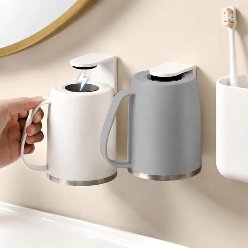 Soporte Magnético for Vaso De Cepillo Dientes Acero Inoxidable 304, Sin Perforación con Mango, for Baño para cepillos de Dientes