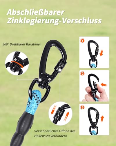Joytale Schleppleine 5m-20m für Hunde, Reflektierend, Gepolsterter Griff, Abschließbarer Karabiner (Blau, 5m)