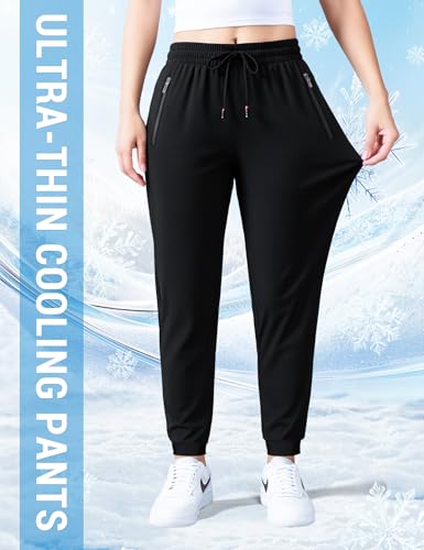 Image of Venzina Women's High Waist Straight Leg Pants, Lightweight Quick-Dry & ICY Cool Trousers for Business Casual, Office. Travel, Work, Elegant Comfort Everyday