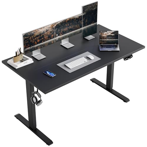 Image of Agilestic Electric Standing Desk, 55 x 24 Inches Height Adjustable Desk, Sit Stand up Desk for Work Office Home, Splice Board, Black