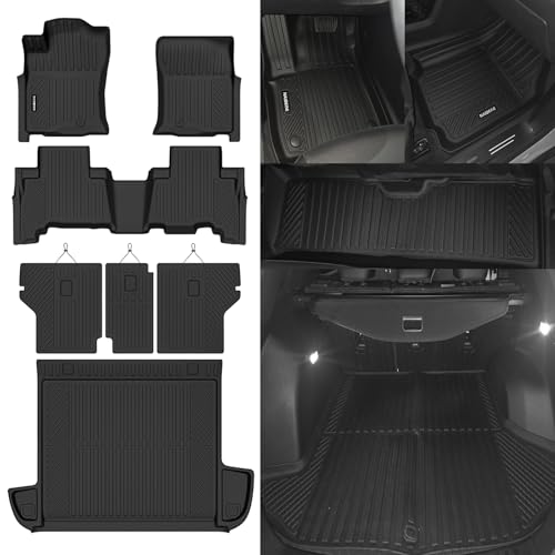 Naibeve Floor Mats for 2013-2024 Toyota 4Runner 5 Seats - All Weather for Toyota 4Runner Floor Mats & Cargo Mats & Seats Back Cover Behind 2rd Row Waterproof Interior Accessories