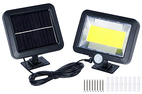 Crybeno Solar Sensor Lights Outdoor, 100 LED COB Split Motion Sensor Wall Light, IP65 Waterproof Solar Power Lamp with Adjustable Solar Panel for Patio, Porch, Barn, Garage