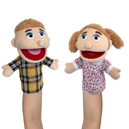 Hand Puppet Family Puppet,2pcs Cute Puppet Plush Toys Teaching Show,Soft Puppet for Kids Family Members Role Playing Birthday