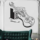 Schwarze E-Gitarre Musikinstrument Wandaufkleber dekoratives Rockmusik-Werkzeug Aufkleber Bar Musikstudio-Dekoration Wandbild