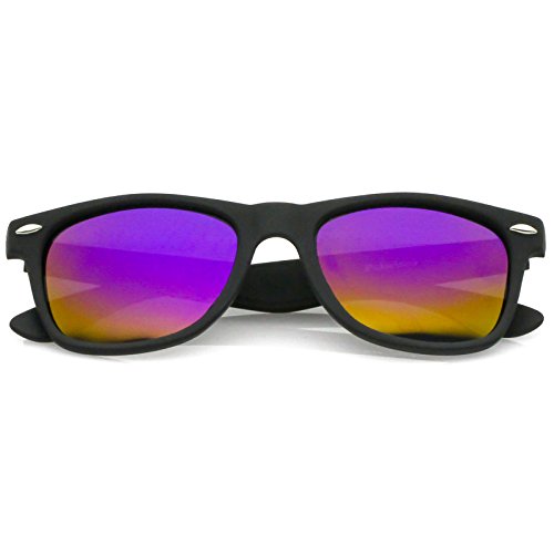 Image of zeroUV - Classic Colored Mirror Lens Square Horn Rimmed Sunglasses for Men Women