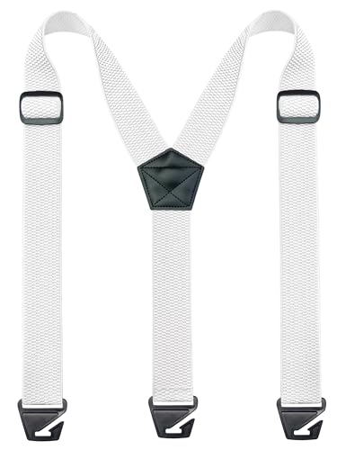 JEMYGINS Tirantes de trabajo para hombre, tipo Y, longitud ajustable, Blanco, M