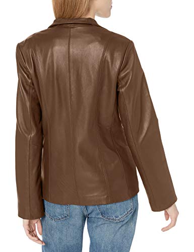Image of Cole Haan Women's Leather Wing Collared Jacket (Standard and Plus Size)