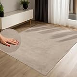 payé Teppich Kurzflor Taupe 200x280 cm waschbar weich rutschfest Wohnzimmer Schlafzimmer Felloptik pflegeleicht flachgewebe modern stilvoll einfarbig
