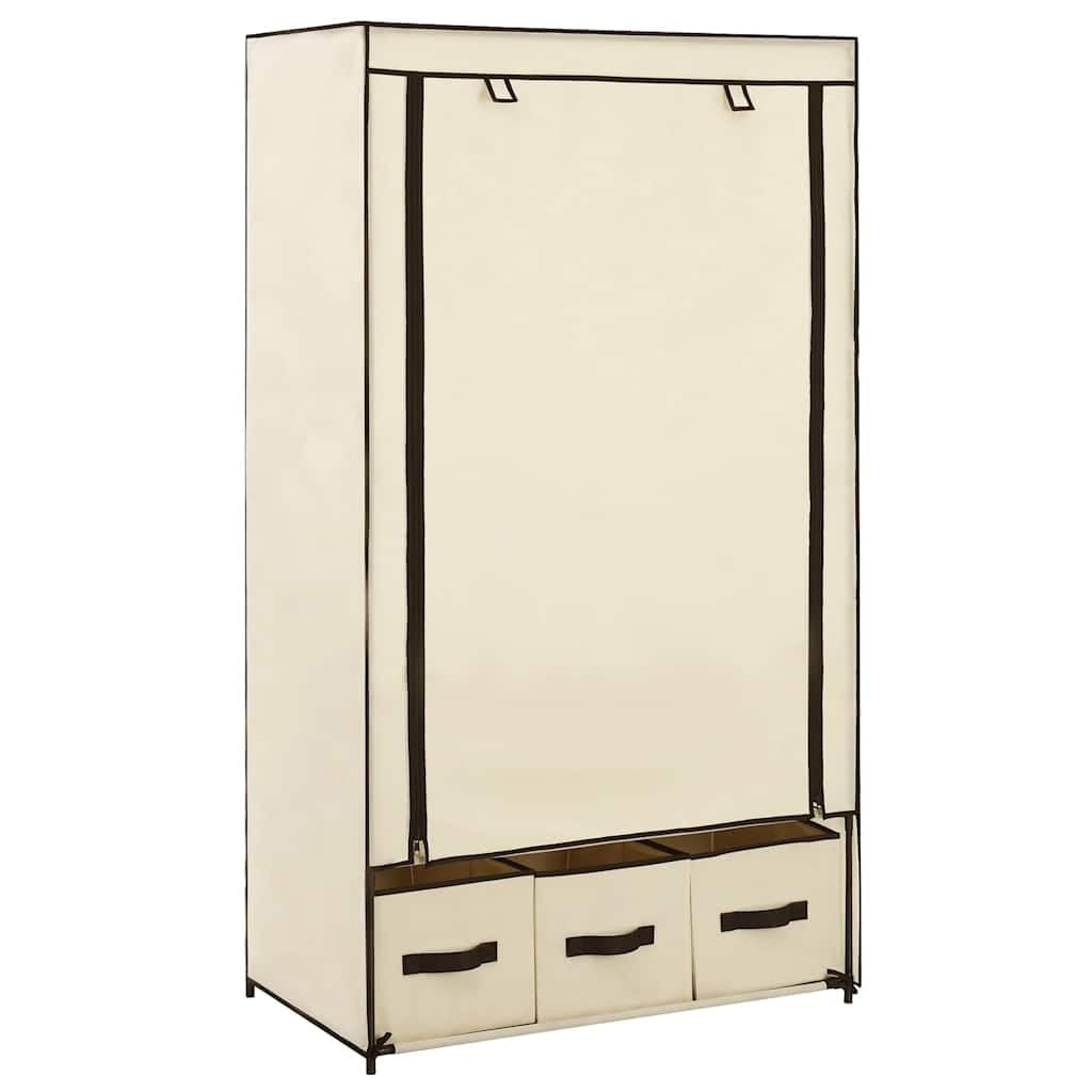 Tragbarer Kleiderschrank Creme 87 x 49 x 159 cm Stoff Kleiderbox mit Kleiderständer Faltbarer Schrank für Kleidung und Schuhe 4 Fächer Staubschutz Aufbewahrung
