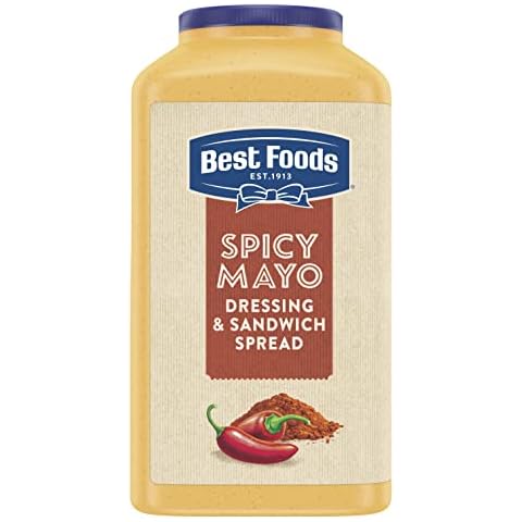 Best Foods Spicy Mayonnaise, 1 Gallon Jar, Condiment for Sandwiches, Salads, Mayo Made with 100% Cage Free Eggs, Gluten Free, Vegetarian, Kosher, 1 Gallon, 128 oz (Pack of 1) Cover