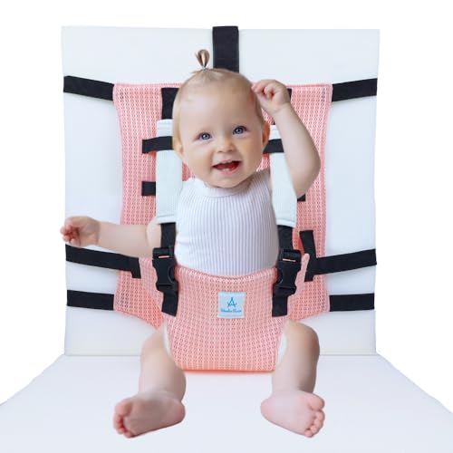 Image of Wonder Space Feeding Safety Harness for Baby – Portable Travel Highchair Seat Cover, Universal Fit Chair Strap, Enhanced Soft Breathable Polyester, Comfort and Gentle on Little Toddler's Skin (Pink)