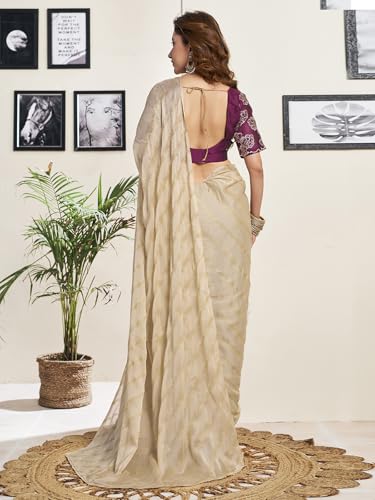 Image of Satrani Women's Plain Chiffon Saree