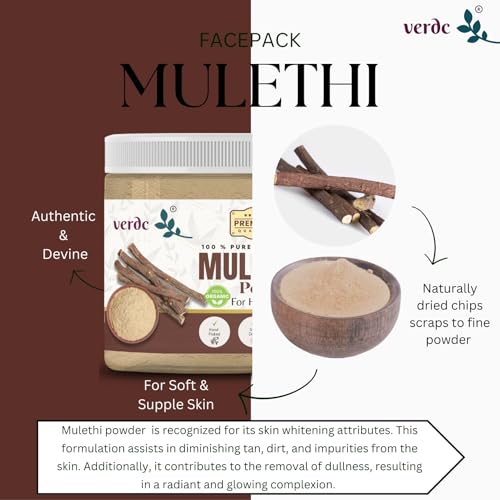 Image of 100% Pure & Natural Mulethi (Glycyrrhiza glabra, Liquorice, Yashimadhu) Powder for Face /Hair /Skin - Pigmentation-Free Skin Whitening Facepack - (100 GM)