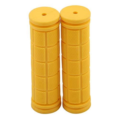 Ellepigy - Punhos ergonómicos para guiador de bicicleta, 1 par de pegas antiderrapantes de borracha macia, cor amarela