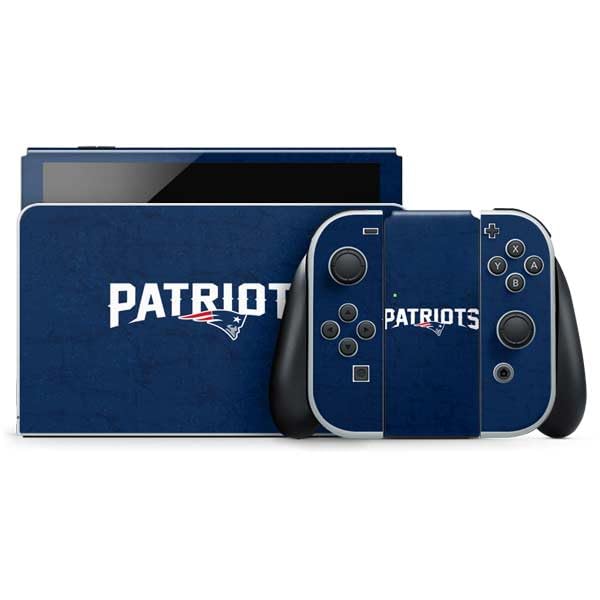 Skinit Decal Gaming Skin Compatible with Nintendo Switch OLED (2021) - Officially Licensed NFL New England Patriots Distressed Design