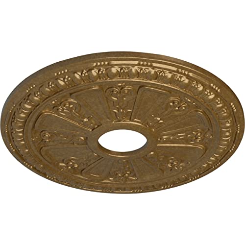 Image of Ekena Millwork CM18RAPAS Raymond Ceiling Medallion, Pale Gold