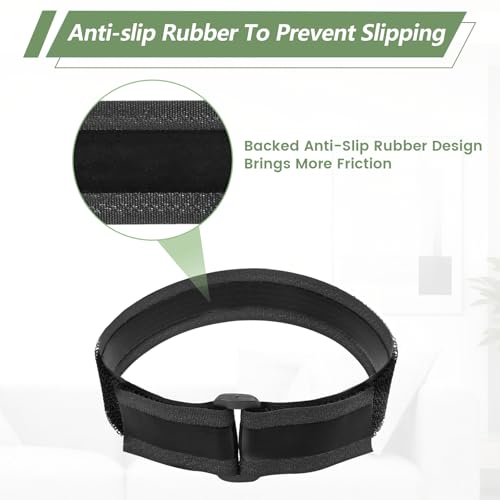 Image of Heavy Duty Hook and Loop Cinch Straps with Non-Slip Rubber Backing | 1 in x 32 ft, 50 Buckles | Cut-to-Length Adjustable Straps for Fastening & Organizing | Black